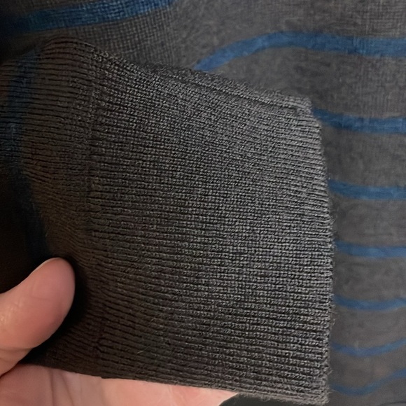 Banana Republic size L brown/blue stripe Italian Merino Yarn crewneck sweater - Picture 4 of 6